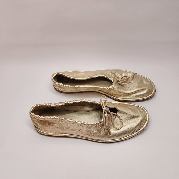 PILCRO Bow Tie Ballet Flats - Gold Size 7 - Picture 11 of 15
